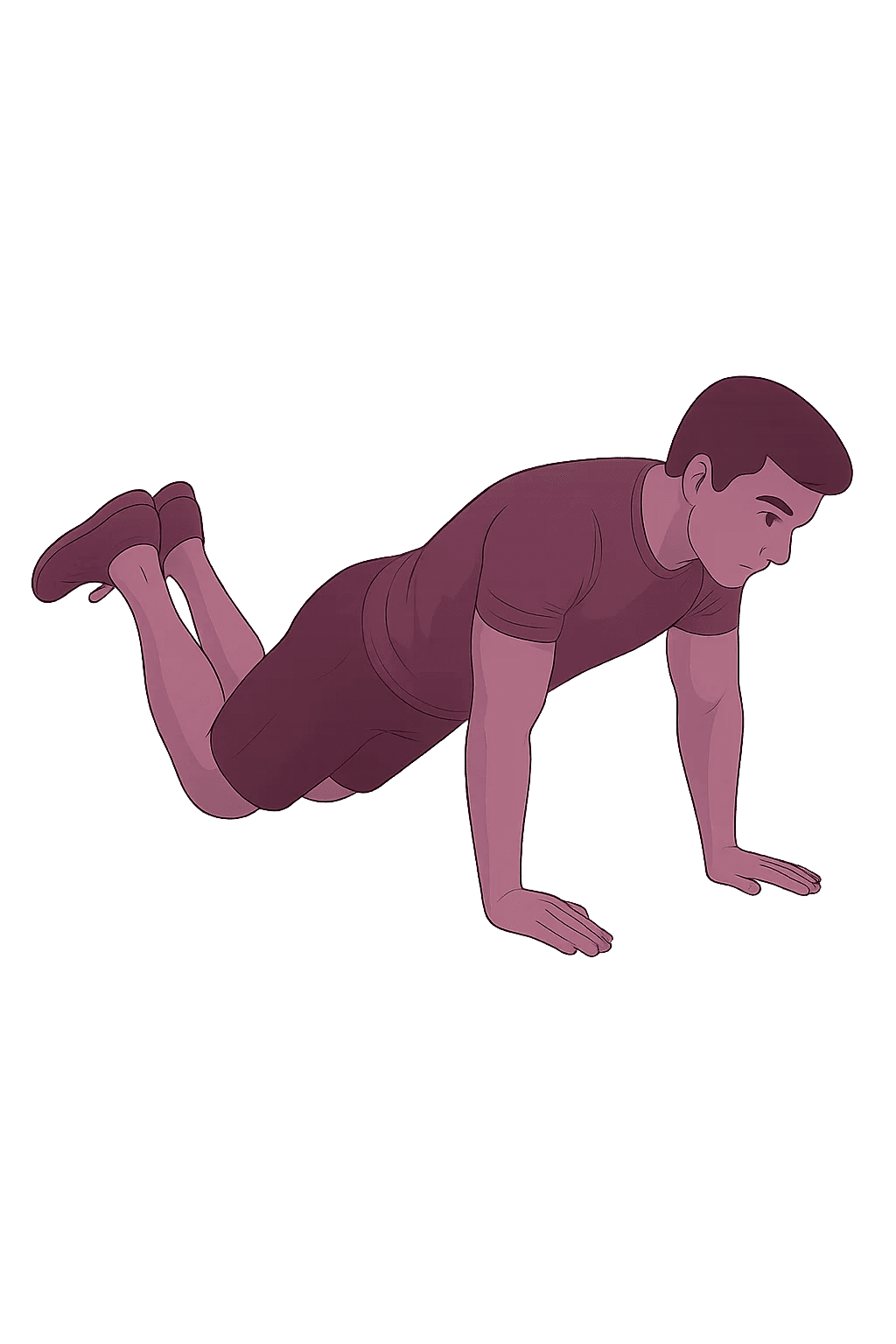 Knee push-up top position — elbows extended, slight protraction, ribs down.